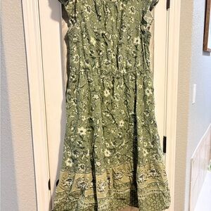 Time and Tru Olive Floral Top